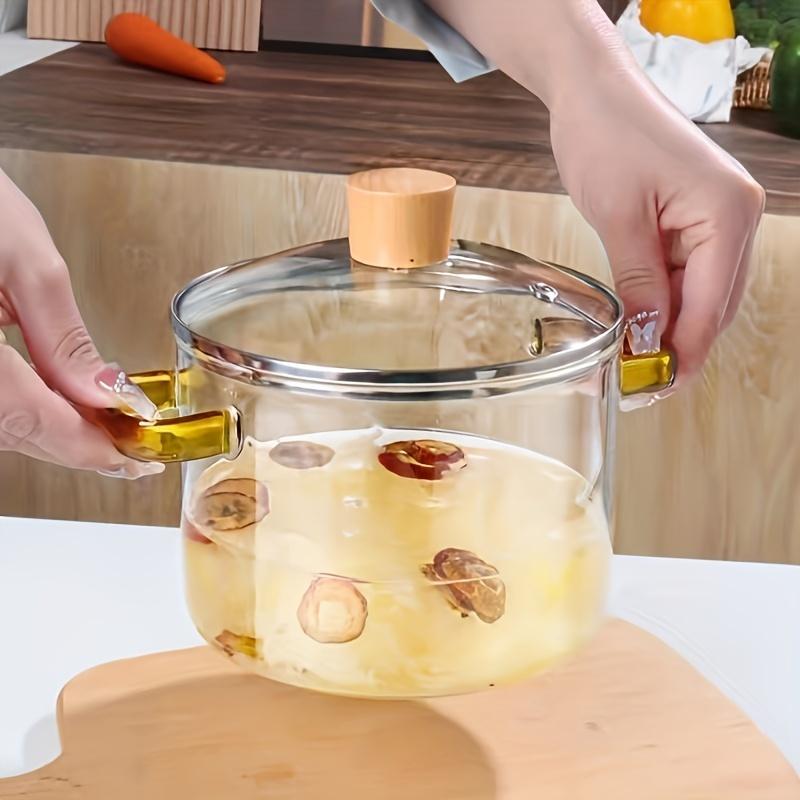 Durable High Borosilicate Glass Cookware Dual-Handle Stew & Soup Pot Transparent Design Electric Stove Compatible