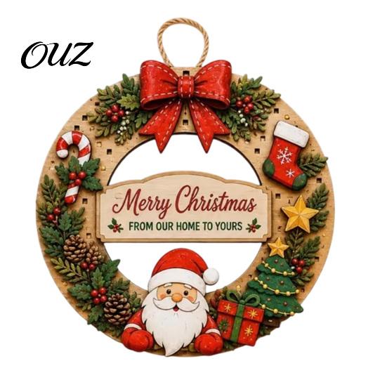 Saisonaler Gartenfenster-Hänger, austauschbarer hölzerner Weihnachtskranz, 12 Stück Haustür-Schild, DIY-Kranz für handgefertigte Musterwand, Kamin,