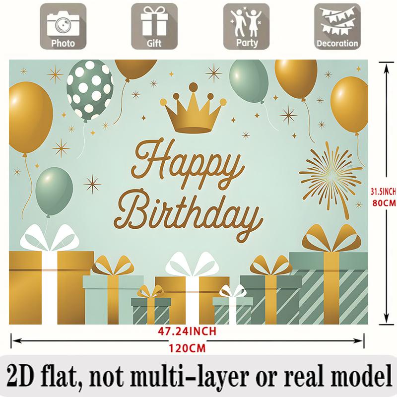 Golden Crown Birthday Banner, Fiber Background Cloth Wall Decor for Party