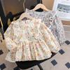 Girls Floral Shirt Two Piece Set Spring Autumn Baby Fashionable Long Sleeve Blouse Outfit Stylish Kids Clothes