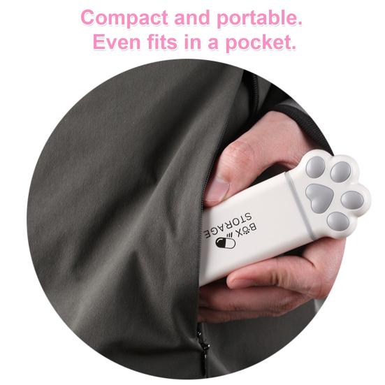 Yangyizhi Portable Pill Box, Cute Cat Paw Design, with Sealed Buckle Lid, Moisture-Proof 3 Compartment Organizer, Medicine Holder for Adults