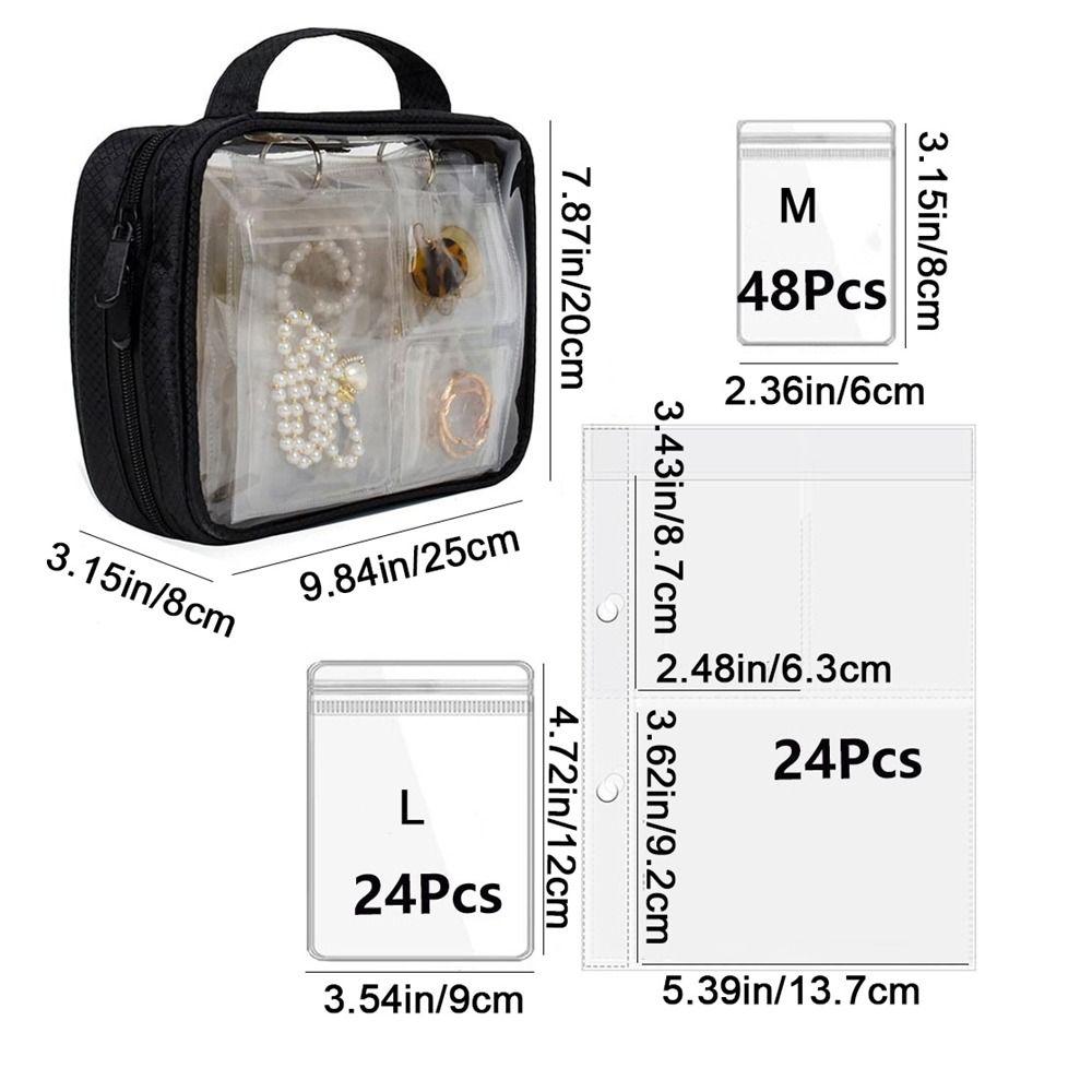 Large Capacity Clear PVC Jewelry Organizer Dust-proof with Zipper Necklace Ring Packing Bag Sealed Earring Holder