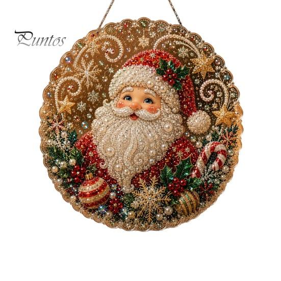 Winter Festival Party Accessories Christmas Faux Pearl Art Kit, DIY Rhinestone Gem Painting Craft, Santa Tree Front Wall Hanging Ornaments Stocking