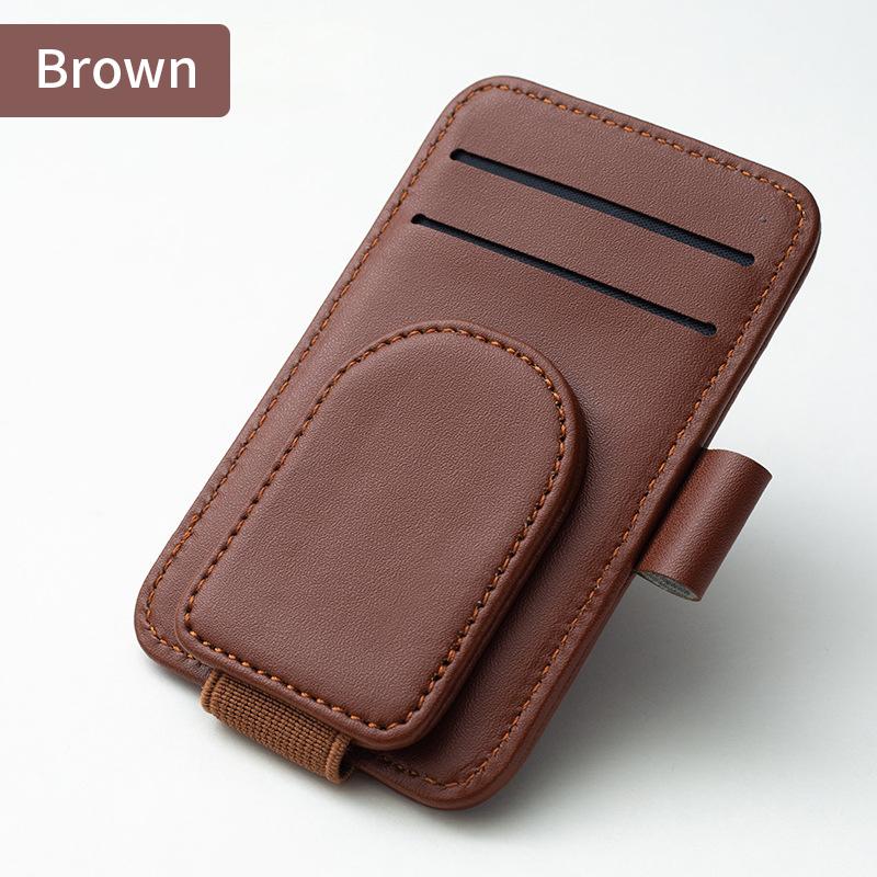 Auto Sonnenblenden Organizer Mehrfachtasche Leder Sonnenbrillenhalter Aufbewahrung Kartenhalter Karten IC Brillenclip Sonnenschutz Tasche Auto-Aufbewahrung