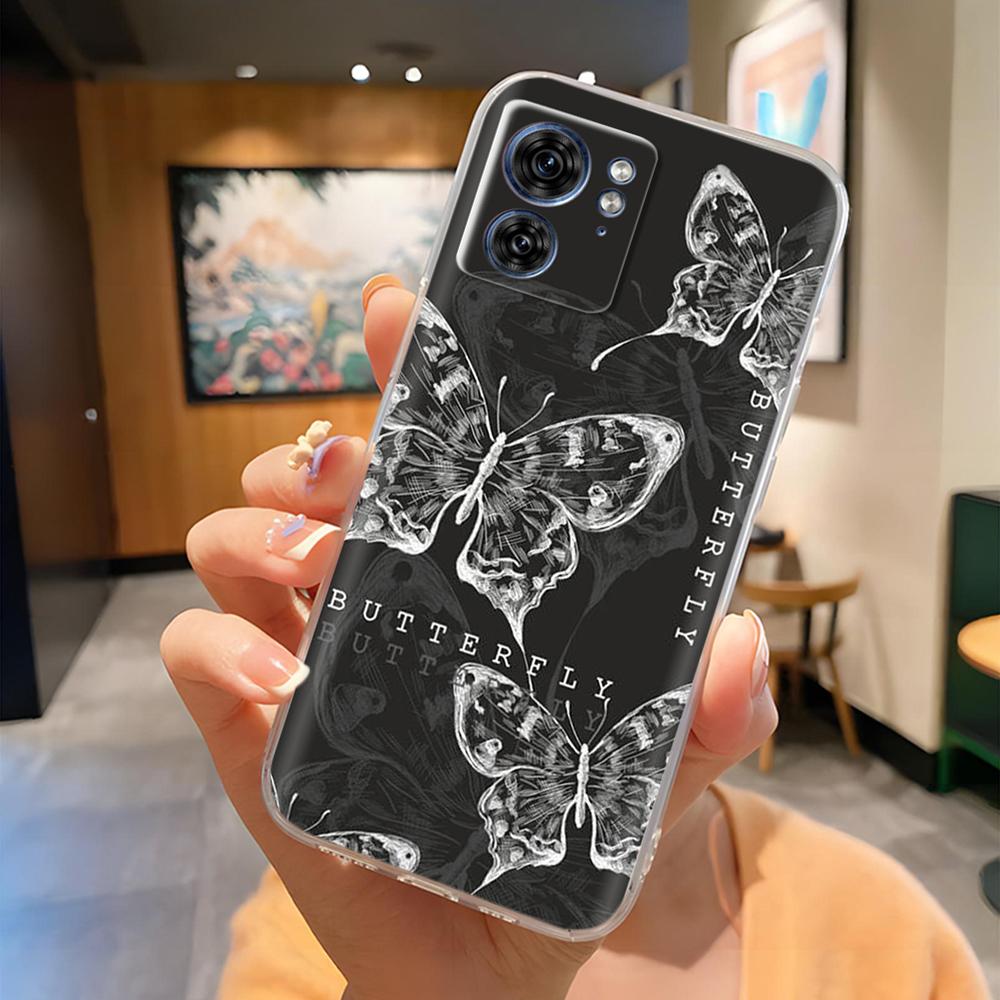 För Moto Edge 40 XT2303-2 Fodral Panda Fjäril Mjukt Klart Smalt Silikon Telefonfodral för Motorola Moto Edge40 Edge 40 pro