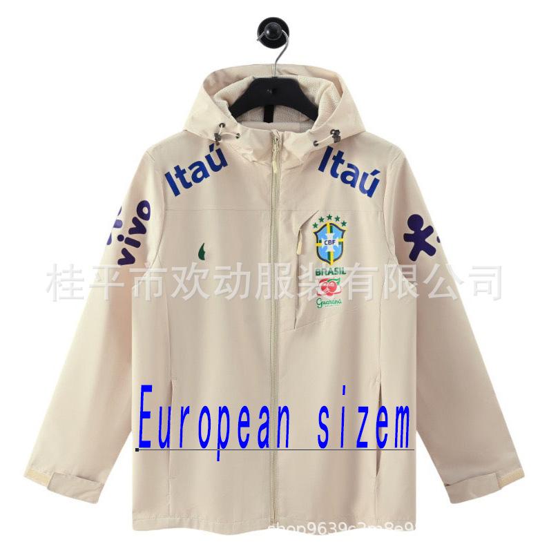 Nouvelle veste de haute qualité équipe du Brésil coupe-vent et imperméable pour hommes et femmes, vêtements de sport fins pour l'entraînement de football