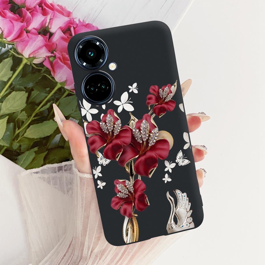 For Tecno Camon 19 Pro 19 Neo Camon19 4G Phone Case Matte Soft TPU Bumper Cover Cool Cartoon Luxury Butterfly Flower Funda