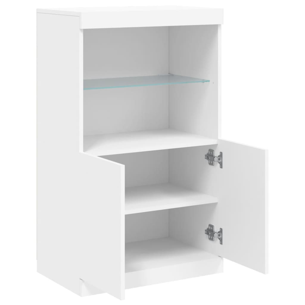 White Sideboard with LED Lighting 60.5 X 37 X 100 Cm