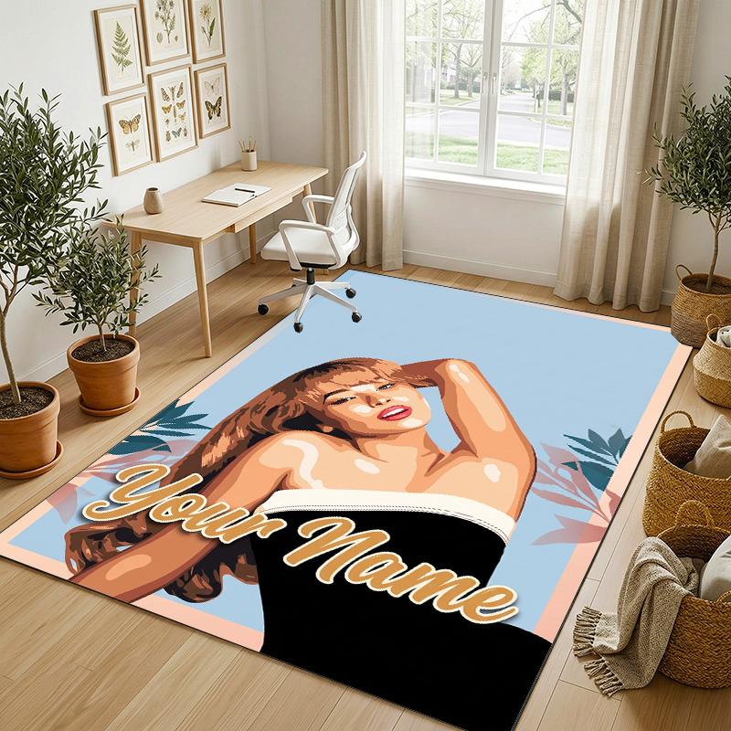 Gepersonaliseerd Kristal Fluweel Tapijt, Sabrina Carpenter Custom Geprinte Naam, Pluche Vloerkleed Voor Huis Binnen Decoratie