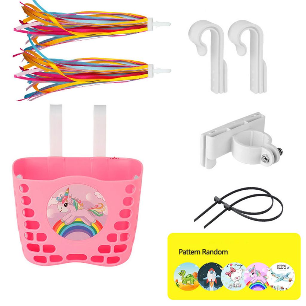 Front Handlebar Waterproof Rear Bike Basket Plastic Bike Basket with Fasten Strap for Boys Girl Bicycles Wicker Basket