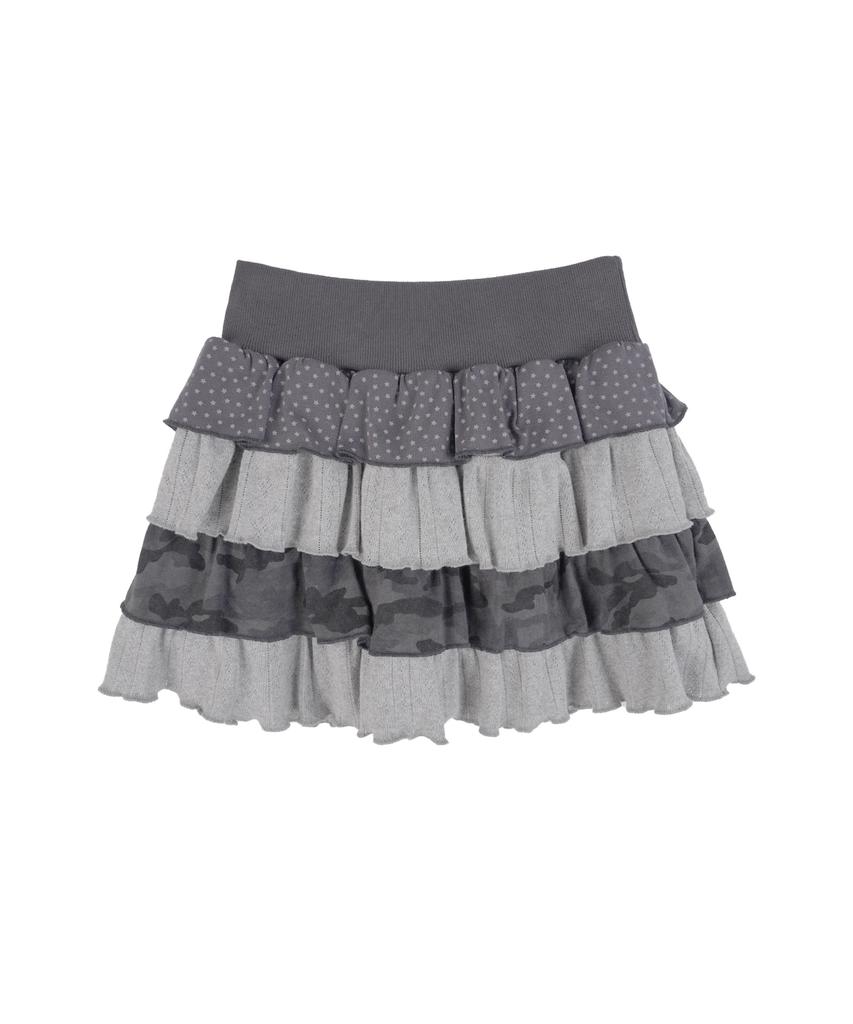High School Disco Tiered Layered Mini Skirt_Gray