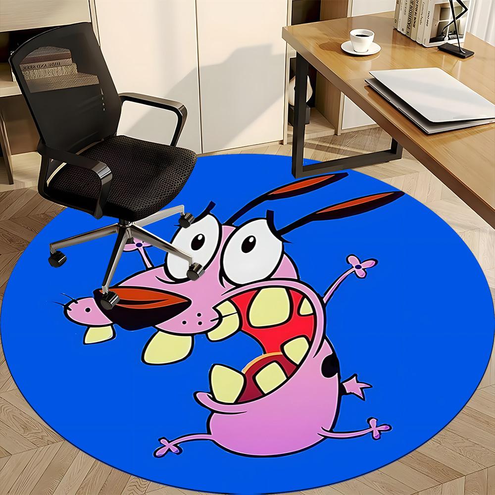 1pc Courage the Cowardly Dog Office Round Area Rug, Under Office Chairs Bedroom Living Room Home Decor, Room Decoa1016090