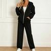 Ensemble veste à capuche ample pour femme et pantalon à fermeture éclair Ensemble deux pièces décontracté Survêtement Sweatshirt et Tenue d'intérieur pour les activités quotidiennes