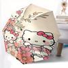 Hello Kitty In the Flowers Automatic Opening and Closing Umbrella - Small Umbrella Suitable for Various Occasions, Portable 3-Fold Small Umbrella for