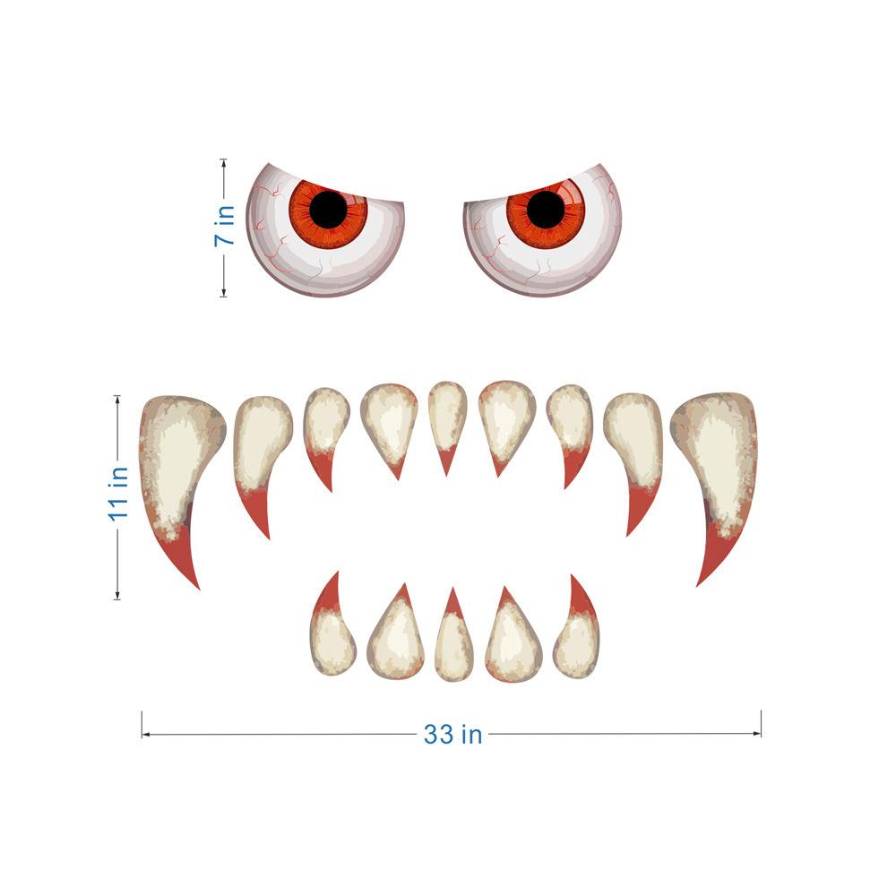 Halloween Monster Face Sticker Large Eyes Fangs Beast Outdoor Door Decoration