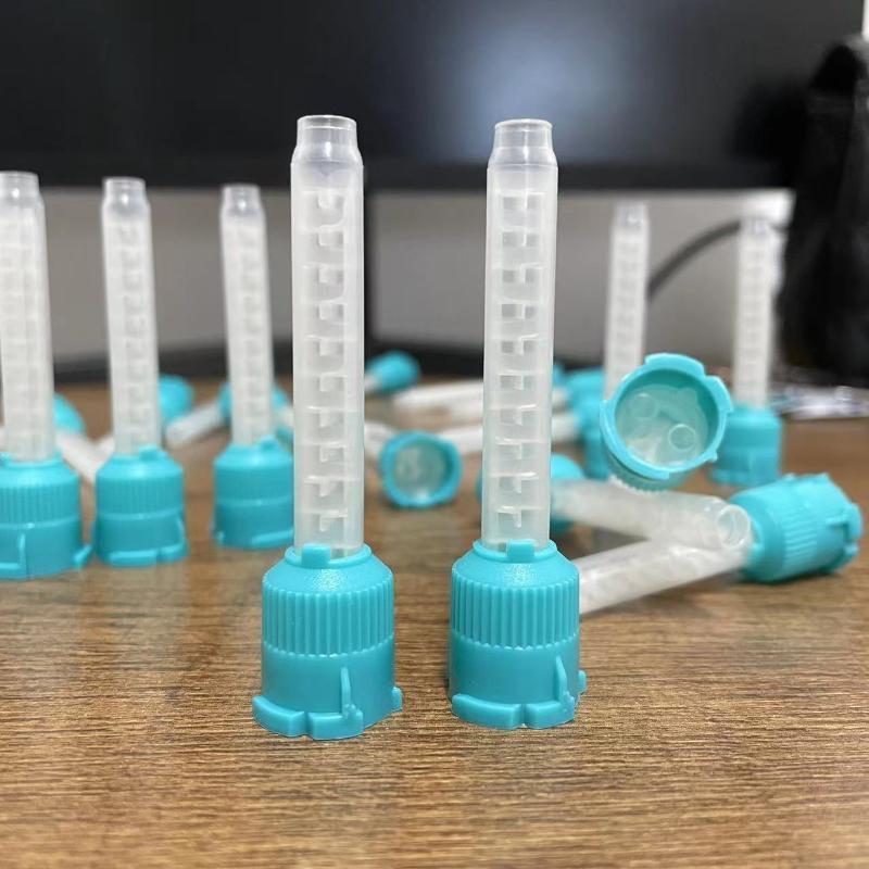 1/50/100Pcs Dental Mixing Tips Disposable Silicone Rubber Mixing Head 1:1 For Impression Mixing Dispensing