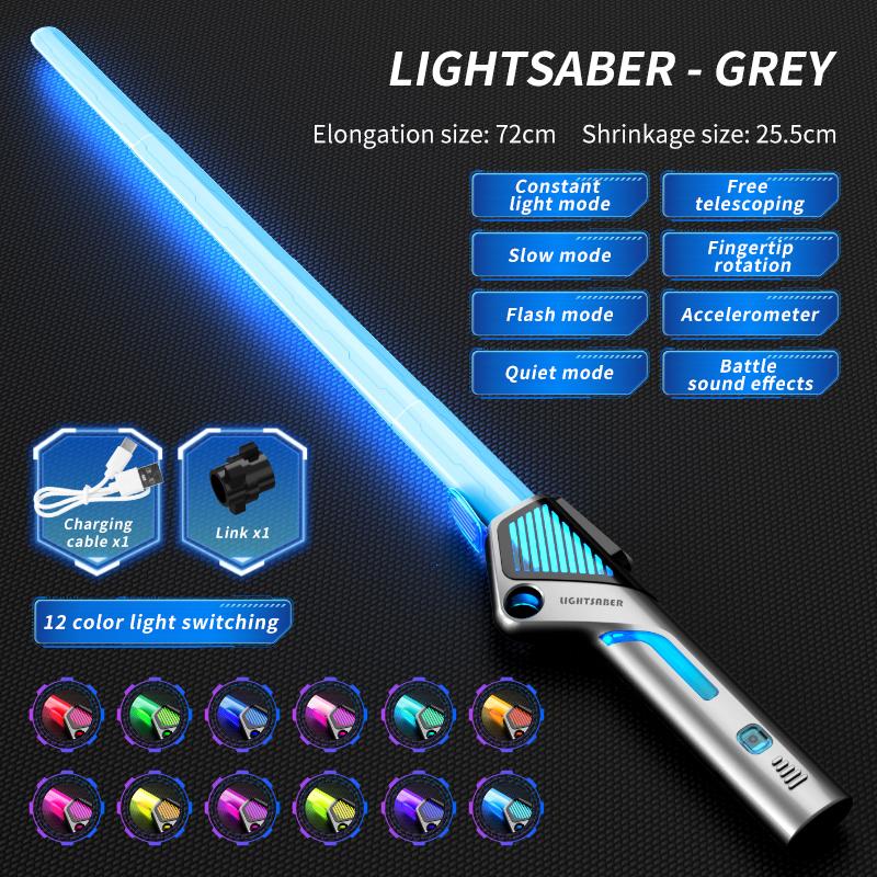 Children Colorful Glowing Sword Toys Telescopic Music Laser Sword 2-in-1 Rotating Decompression Toy Light Sword Kids Adult Toys