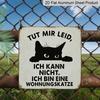2D Flach - 1 Stück Vintage Aluminium Metallschild, Dekorative Außenwanddekoration, Retro Blechschild Stil, Lustiges Katzenmuster, "Ich Bleibe Nicht Ruhig", Wanddekoration für Zuhause