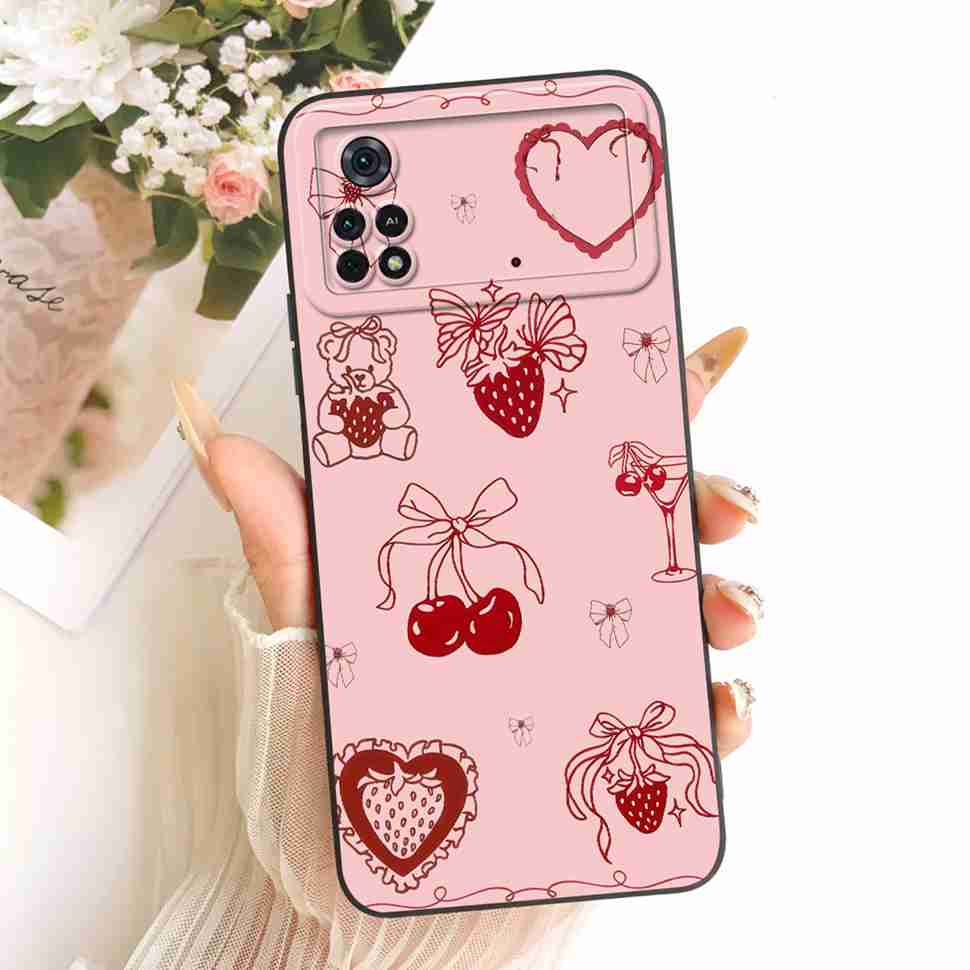 For Xiaomi Poco M4 Pro 4G Casing Flowers Soft Silicone Back Cover Phone Case for Xiaomi PocoM4 Poco M4 Pro Covers Bag Capa