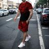 Boutique3D îmbinare modă retro pantaloni scurți bărbați set sport 2 piese îmbrăcăminte stradală tricou cu mânecă scurtă+pantaloni scurți îmbrăcăminte bărbați