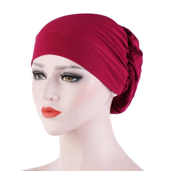 Women's Muslim Turban Scarf Cap Muslim Hijab Caps Soft Baggy Beanie Hat EMA