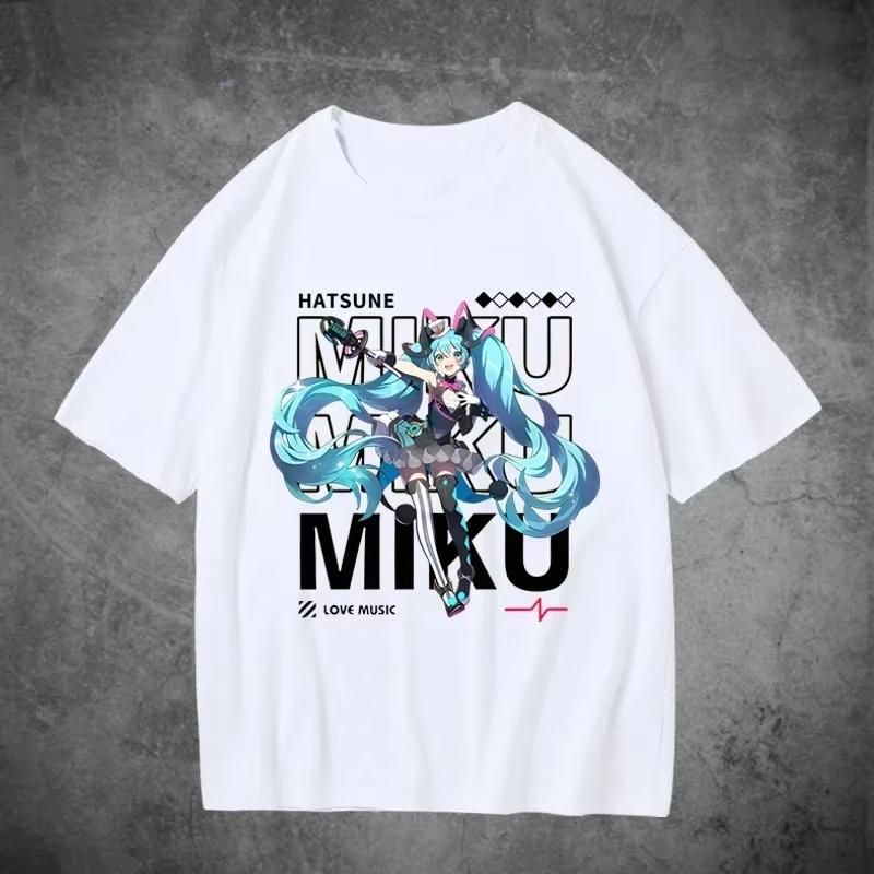 2026 Hatsune Miku Cartoon Tshirt for Unisex and Women Cotton Sleevestyle Comfortable Summer Loose Unisexs Tshirt