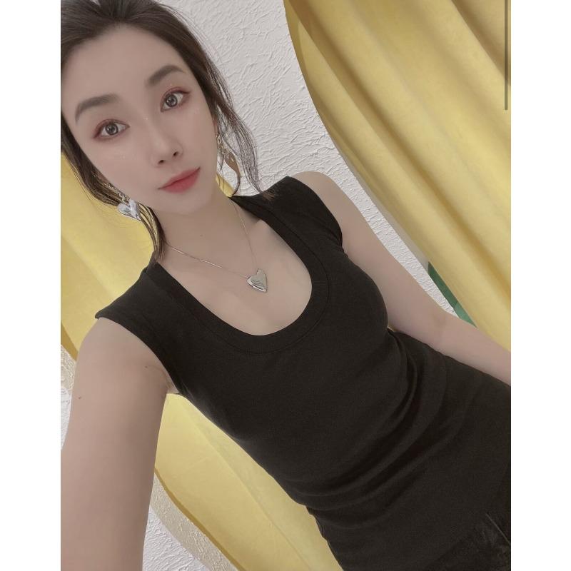 Solid Color Clean Version U-neck Suspender Vest for Women In Summer New Threaded Cotton Inner Bottom Sleeveless Top