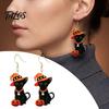 Lightweight Acrylic Halloween Decor 1 Pair Black Cat Earrings for Women, Cute Fun Jewelry with Wizard Hat And Pumpkin Dangle Party Costume Durable