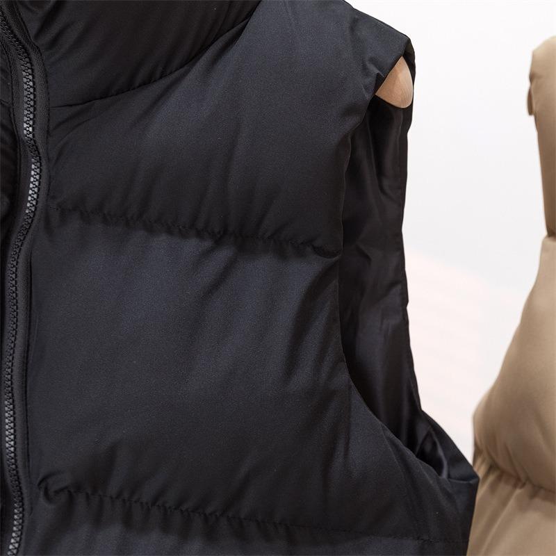 Katoenen Gilet Dames Kort Opstaande Kraag Dik Mouwloos Gewatteerd Vest Vest Vest Vest Jas Tide