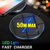 50W Qi Wireless Charger Induction Fast Wireless Charging Pad for iPhone 14 13 12 11 Pro Max X Xr Xs 8 Samsung Galaxy S30 S20 S10 S9 S8 Huawei Xiaomi