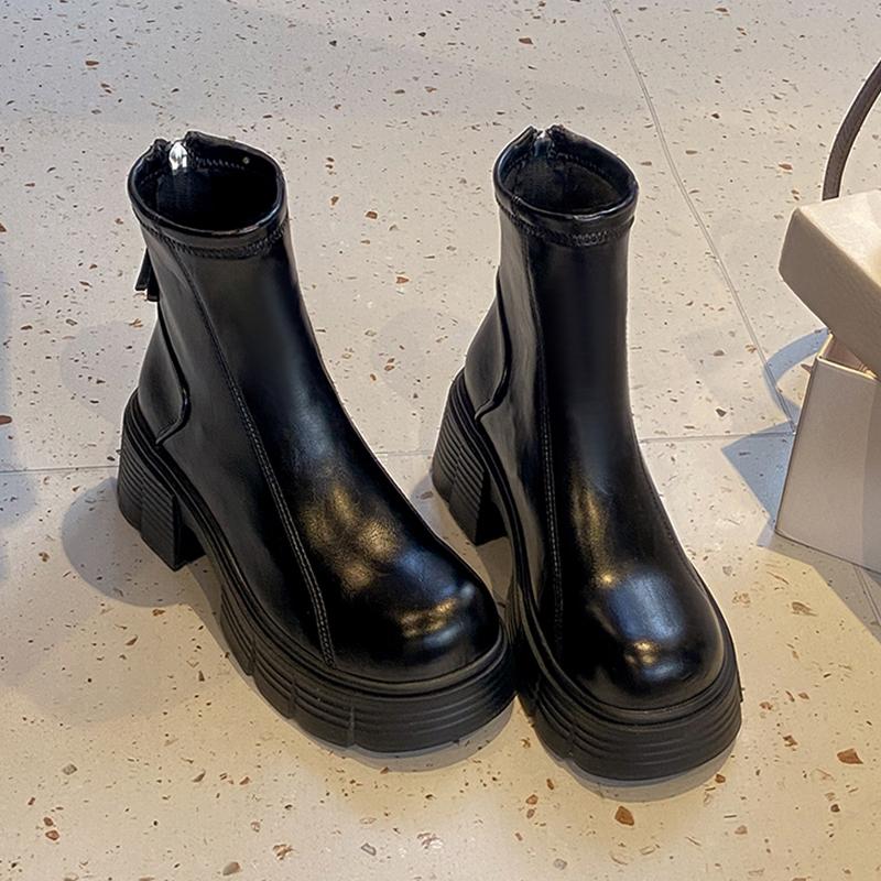 Hoge Hakken Enkellaarsjes Dames Designer Platform Schoenen Nieuwe Winter Chelsea Boots Wandelen Retro Trend Mode Mujer Sneeuwlaarzen