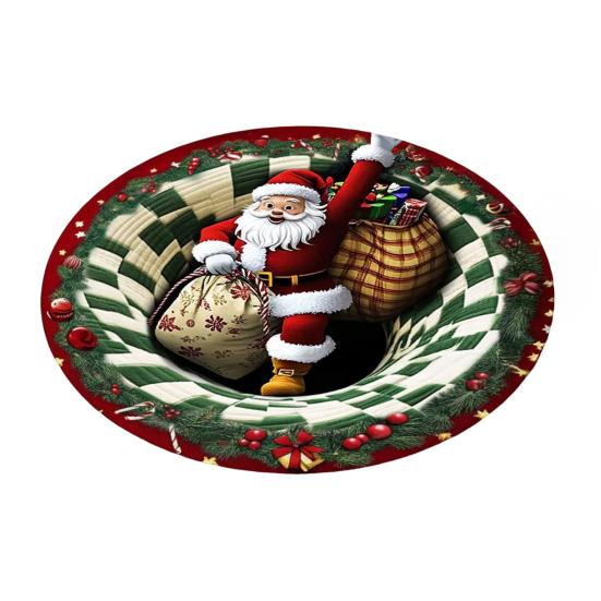 Kerstman Kabouter Gewatteerde Ronde Mat Feestelijk Vloerkleed Antislip Achterkant Deurmat Woonkamer Badkamer Keuken Absorberende Mat
