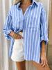 2025 Spring/Summer Loose Striped Polo Collar Shirt - Europe & America Hot Seller