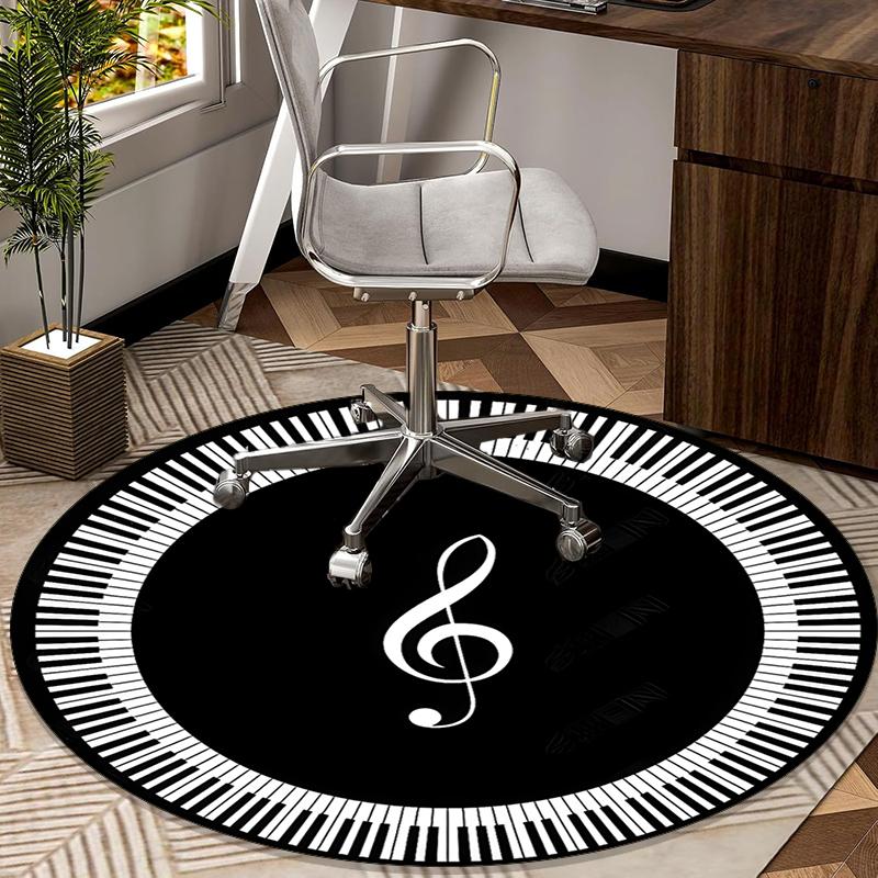 Music Harmony Symbol Round Carpet Chair Cushion Round Entryway Rug, Soft Round Rugs for Living Room, Bedroom, Circle Carpet Decor Gifts