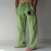 Solid Casual Loose Mens Fashion Color Comfortable Trousers Cotton Linen Printed Trousers