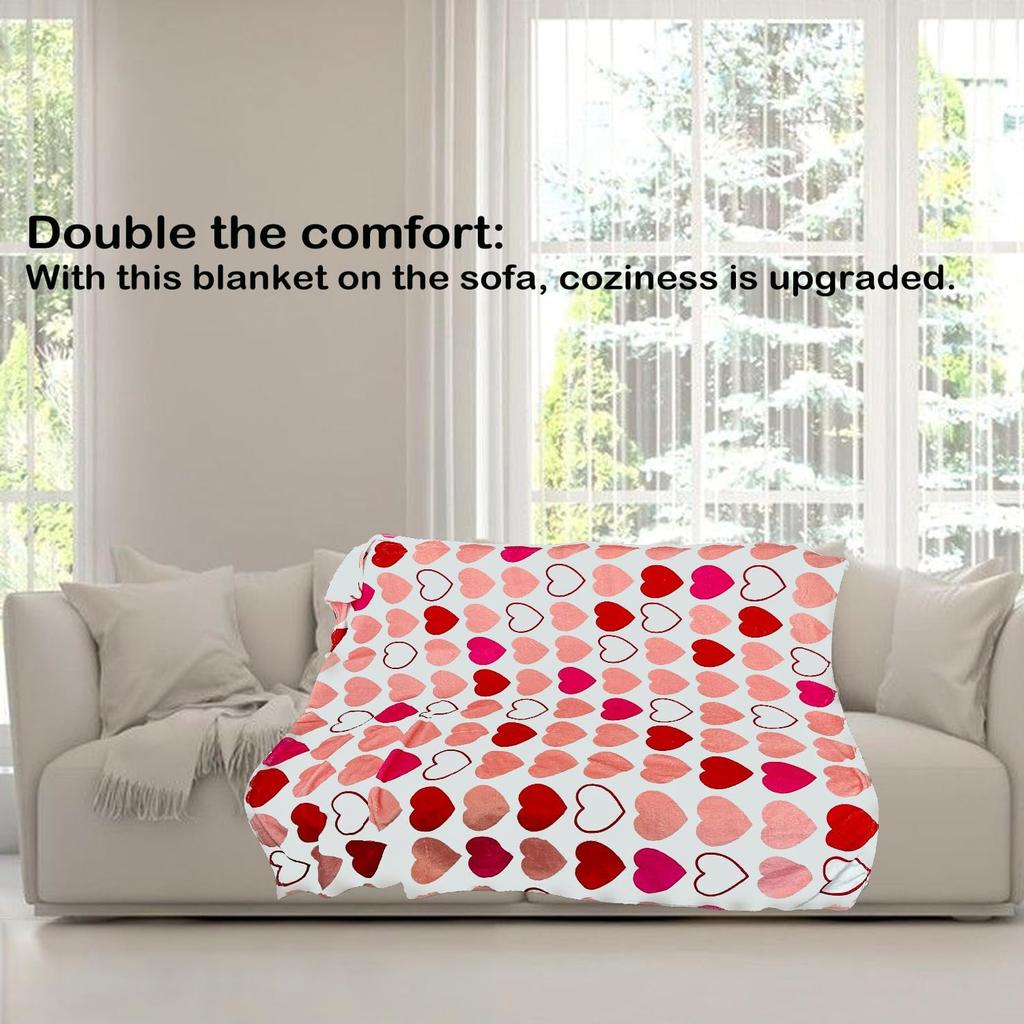 Summer Lightweight Mom Throw Blanket with Hearts 60 X 50 Inch for Sofa,Bed & Air Conditioning Rooms,Cooling Flannel Blanket for
