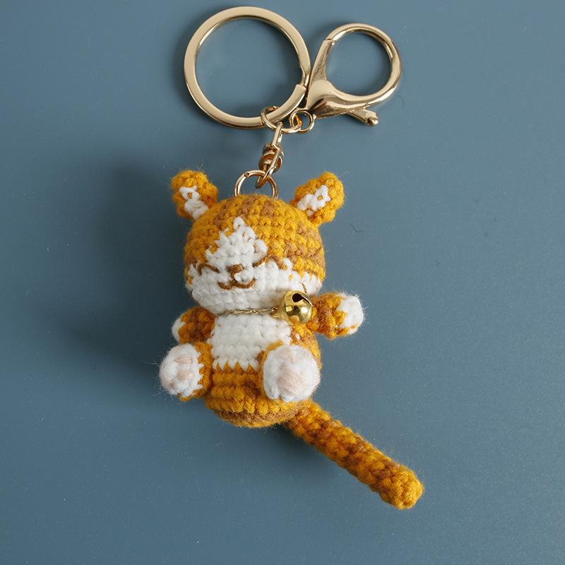 Small Cat Crochet Keychain Handmaking Crochet Cute Kitten Keyrings For Bag Pendant Knitting Animal Doll Keychain For Gift Custom