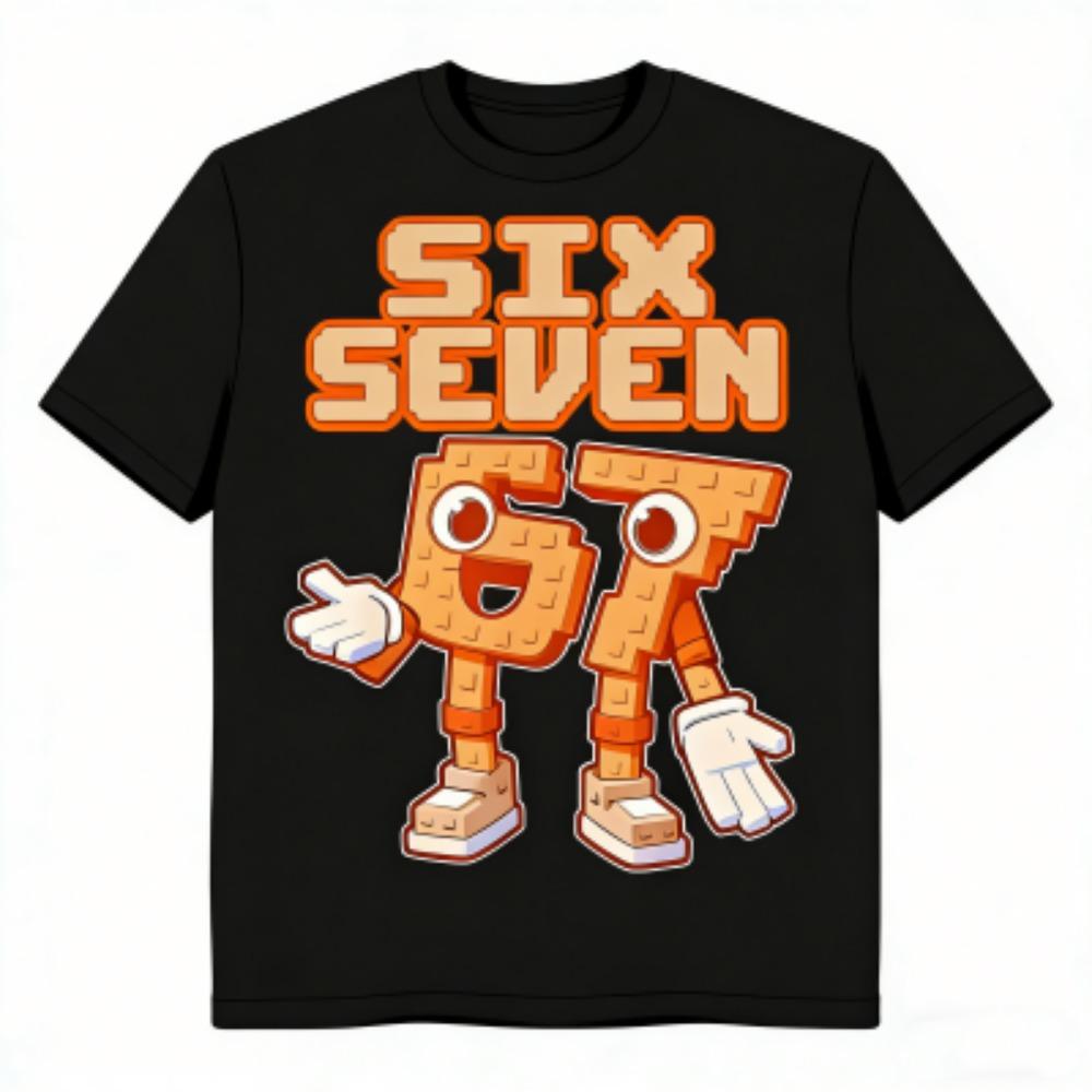 Europe and America Summer Cartoon 67 Print Kids T-Shirts Fashion Street Short-Sleeve Outdoor Casual Clothing for Boy and Girl's Tees Top