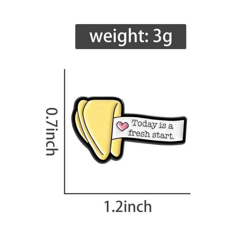 Today Is A Fresh Start Enamel Pins Cartoon Forture Cookies Brooches Lapel Badges Encouraging Jewelry Gift for Kids Friends