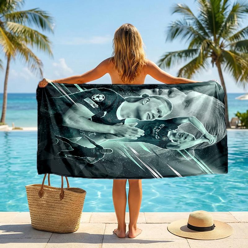 Erling Haaland Print Quick Dry Beach Towel Microfiber Absorbent Portable Travel Swimming Towel