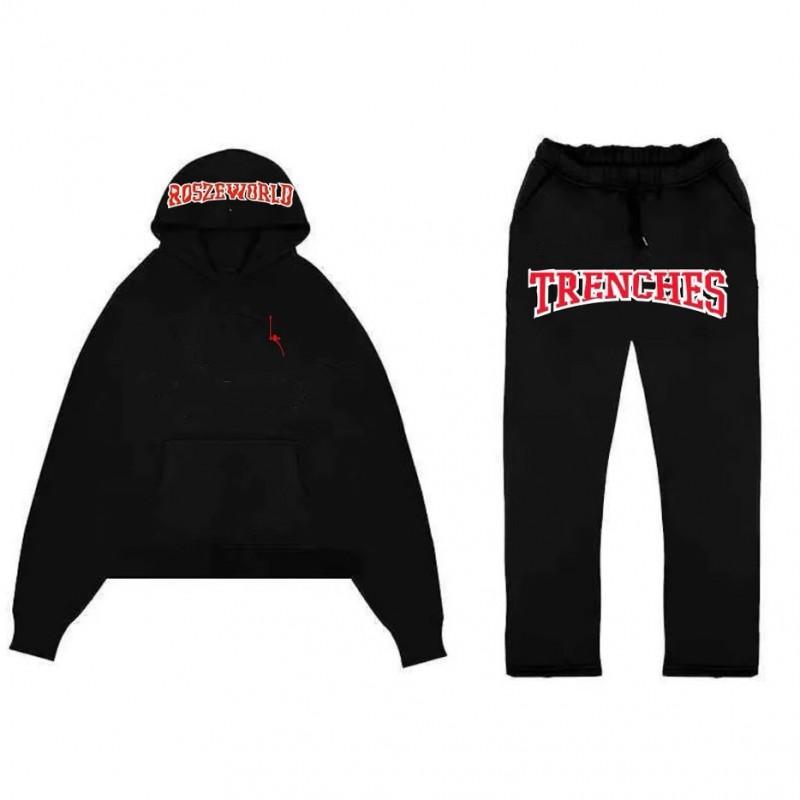 Hip Hop Streetwear Hoodie Hose Set Herren Damen - Gestickter Letter Print Lockerer Schnitt Langarm Unisex Trainingsanzug