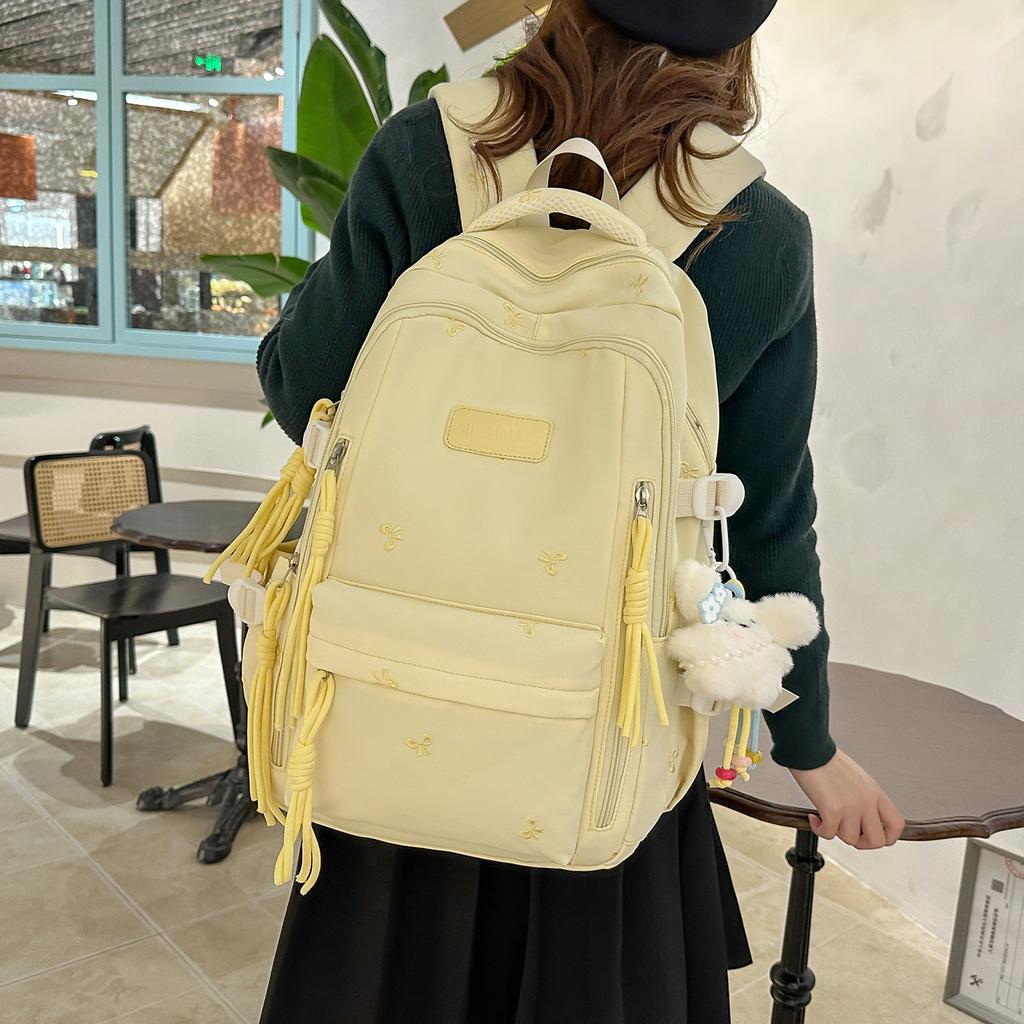 Schoolbag Embroidery Small Fresh Schoolbag Girls Sweet High Value Large Capacity Junior High School Students Reduce Burden Lightweight Backpack