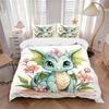 3pcs Green Cute Dragon Printed Bedding Set, Soft and Comfortable Quilt Cover for Bedroom, Guest Room (1 Duvet Cover + 2 Pillowcases, Pillow