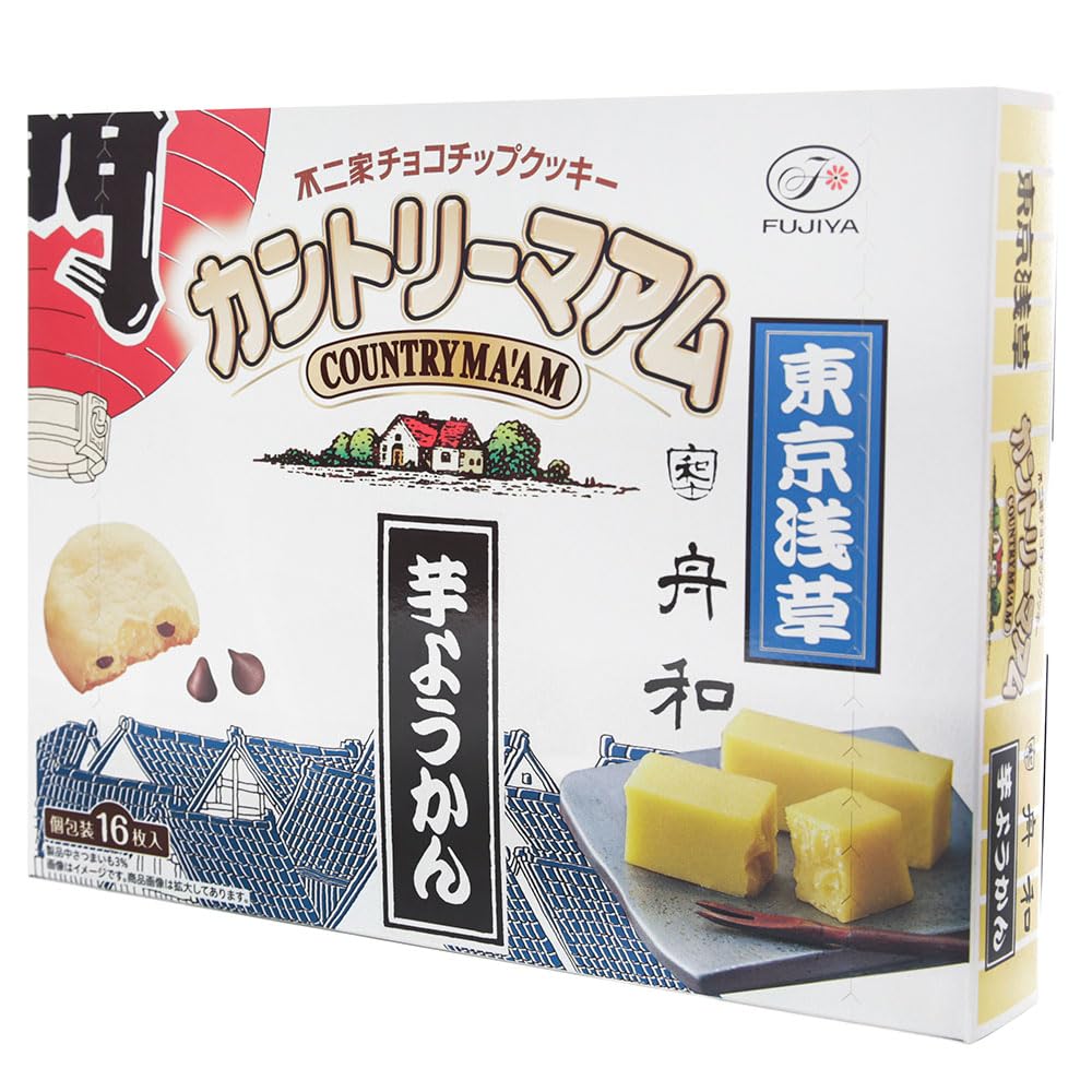 Fujiya FUJIYA Chocolate Chip Cookies Country Ma'am 2019 Tokyo Limitierte Edition Asakusa, Tokio Süßkartoffel Yokan, Tanwa Kekse, 16 Kekse