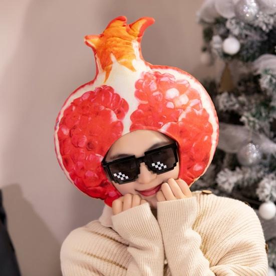 Photo Hood Bright Colorful Fruit Food Shape Soft Plush Headgear Face Opening Feature Internet Celebrity Costume Party Prop