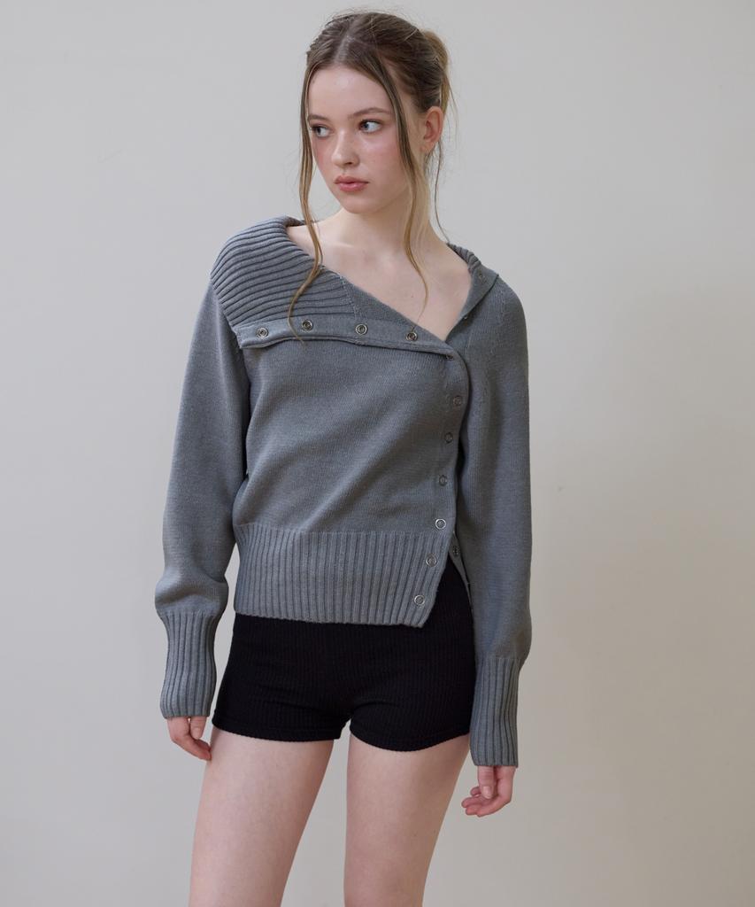 Rosefranz Fold Off Shoulder Knit [Gray]