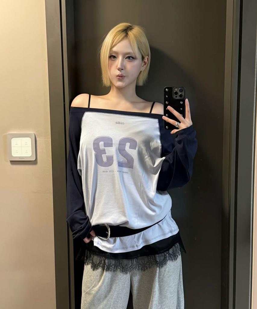 CITTA Number 23 Raglan Off-Shoulder T-Shirt_Ctt3002(Sky Blue)