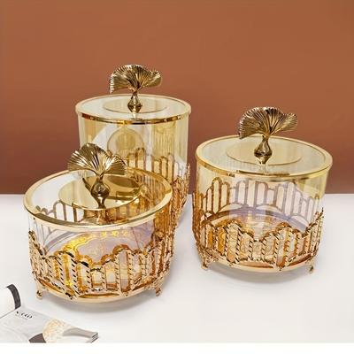 1pc European Style Vintage Storage Jar with Lid - Elegant Candy Box for Living Room Coffee Table and Desktop Decoration