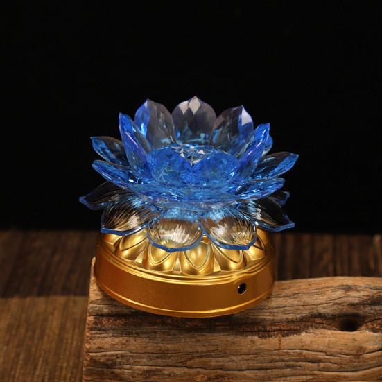 Colorful Lotus Lamp Creative Shape Vibrant Color Battery-Operated Flicker Free Realistic Looking Compact Size LED Buddha Lotus Lamp Desktop Decoration