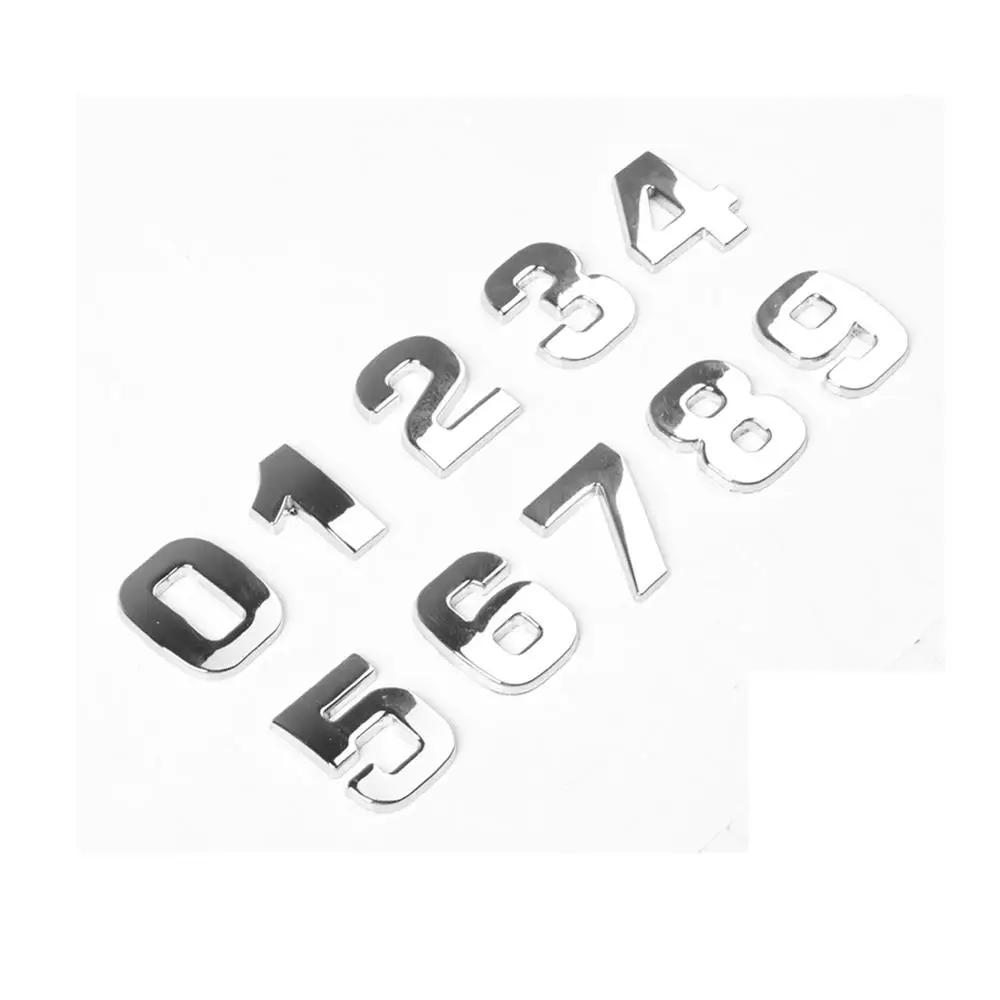 Naklejki samochodowe 3D 25mm Metalowe Alfabet Srebrny Czarny Odznaka Chromowane Litery Cyfry Logo Naklejki Samochodowe Akcesoria Samochodowe Naklejki